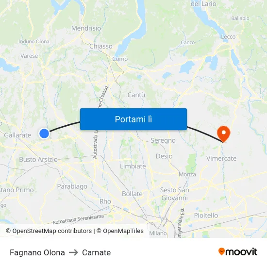 Fagnano Olona to Carnate map