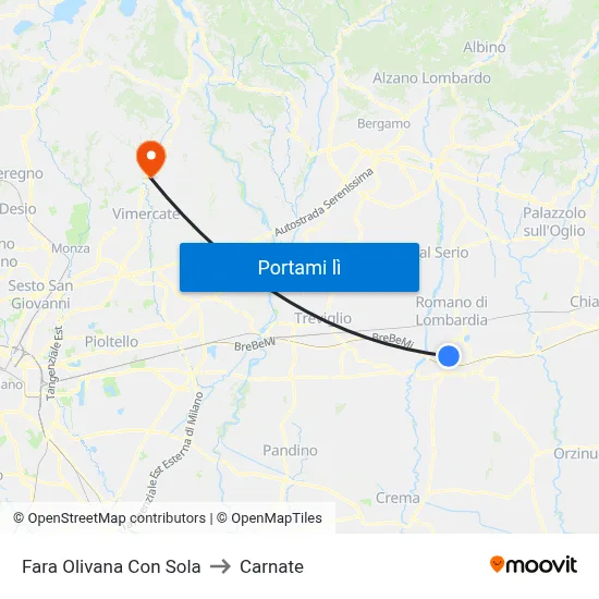 Fara Olivana Con Sola to Carnate map
