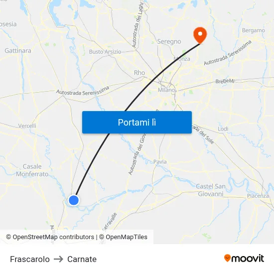 Frascarolo to Carnate map