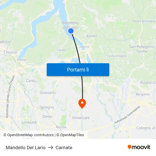 Mandello Del Lario to Carnate map