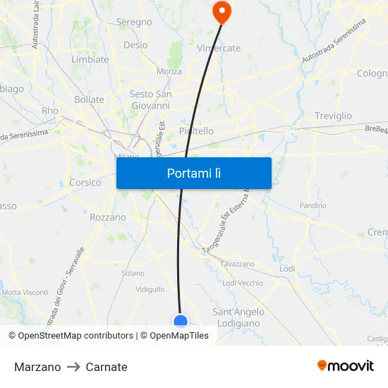 Marzano to Carnate map