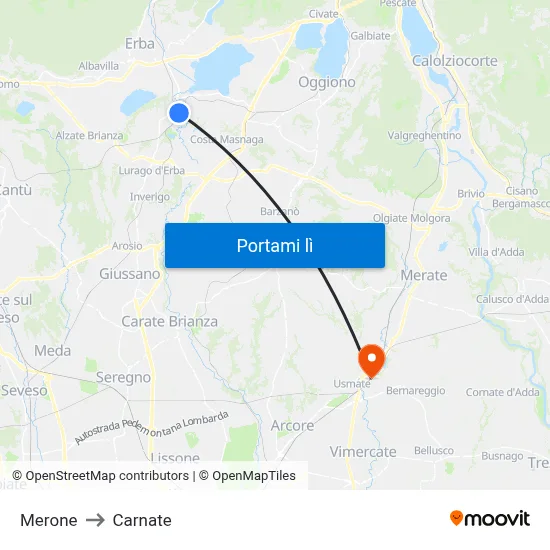 Merone to Carnate map