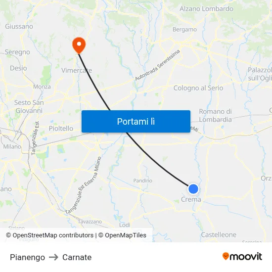 Pianengo to Carnate map
