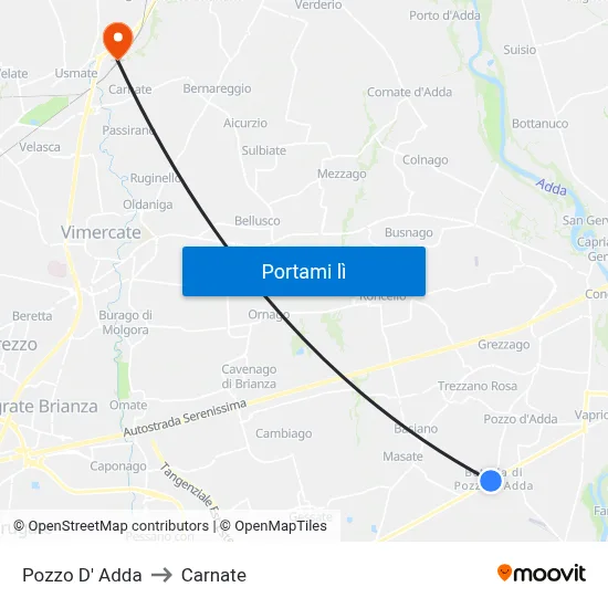 Pozzo D' Adda to Carnate map