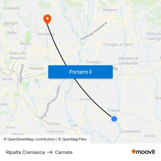 Ripalta Cremasca to Carnate map