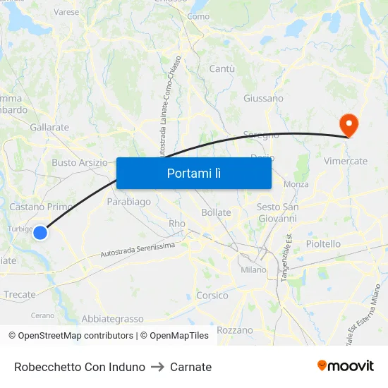 Robecchetto Con Induno to Carnate map