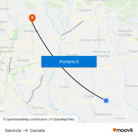 Salvirola to Carnate map