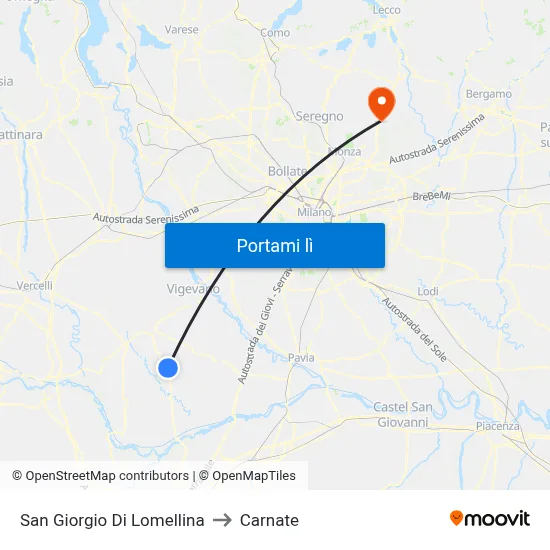 San Giorgio Di Lomellina to Carnate map