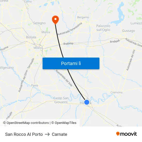 San Rocco Al Porto to Carnate map