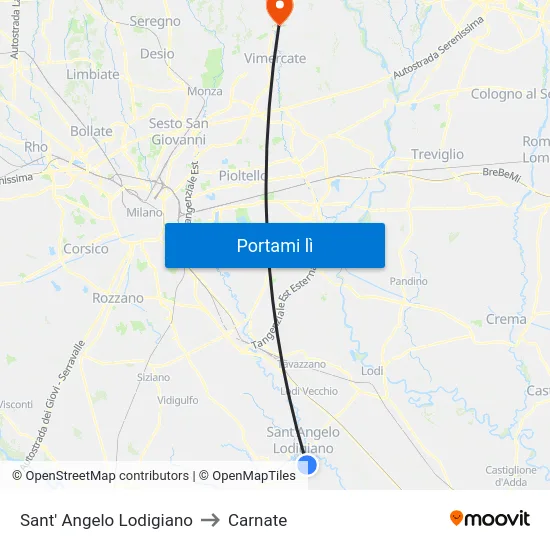Sant' Angelo Lodigiano to Carnate map