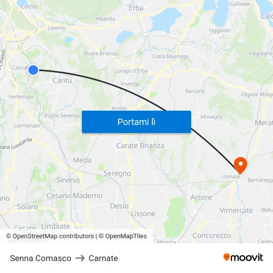 Senna Comasco to Carnate map