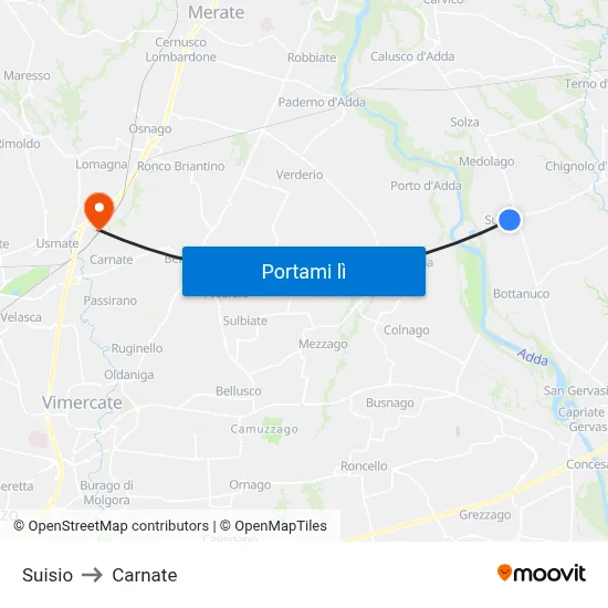 Suisio to Carnate map
