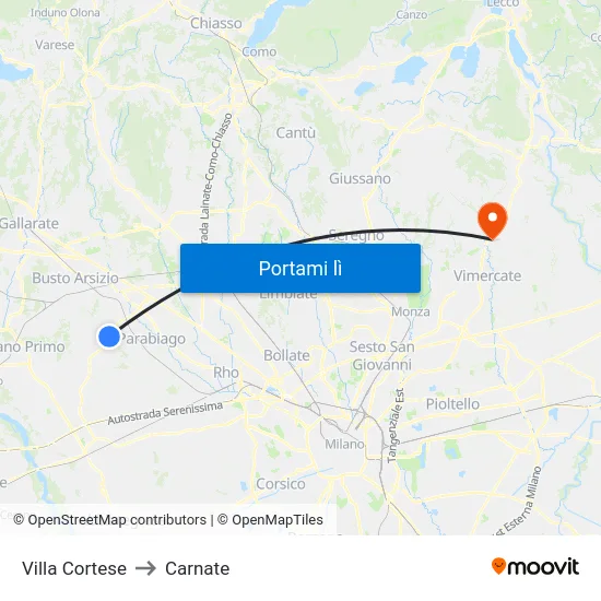 Villa Cortese to Carnate map