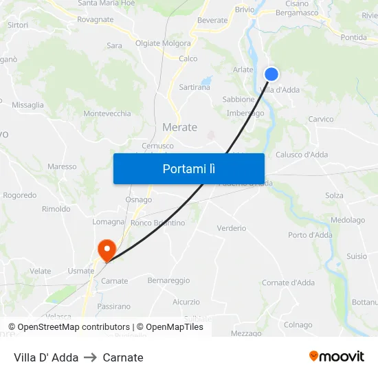 Villa D' Adda to Carnate map