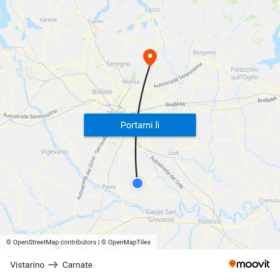 Vistarino to Carnate map