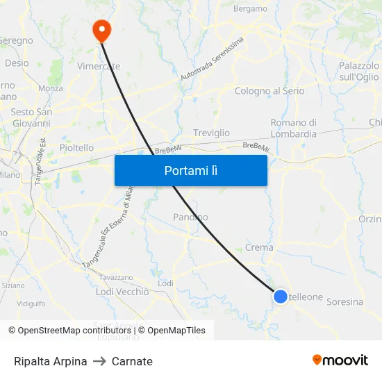 Ripalta Arpina to Carnate map