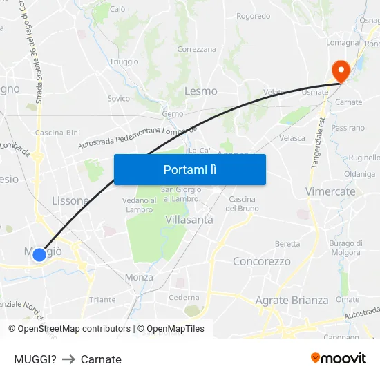 MUGGI? to Carnate map