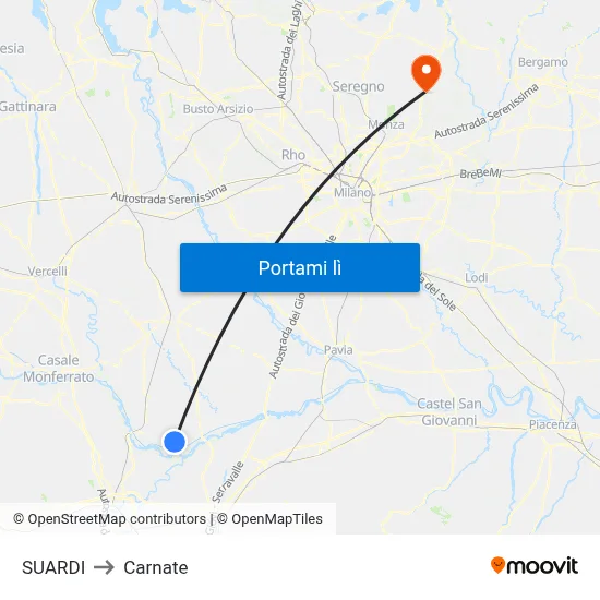 SUARDI to Carnate map