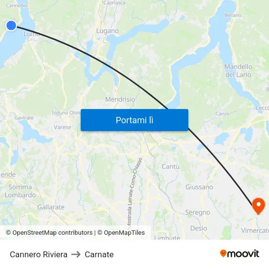Cannero Riviera to Carnate map