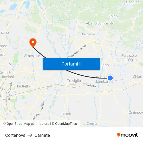 Cortenova to Carnate map