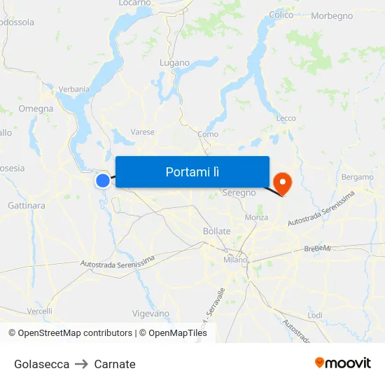 Golasecca to Carnate map
