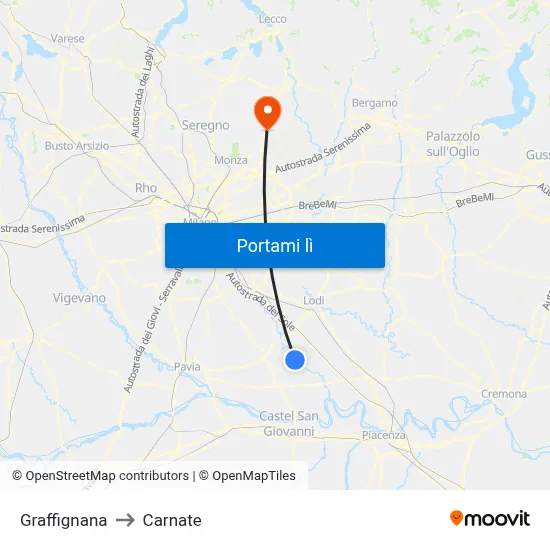 Graffignana to Carnate map