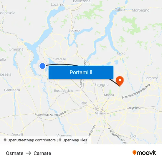 Osmate to Carnate map