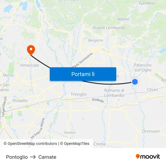 Pontoglio to Carnate map