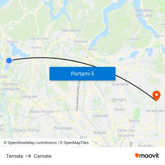 Ternate to Carnate map