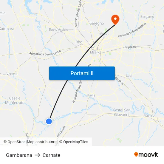 Gambarana to Carnate map