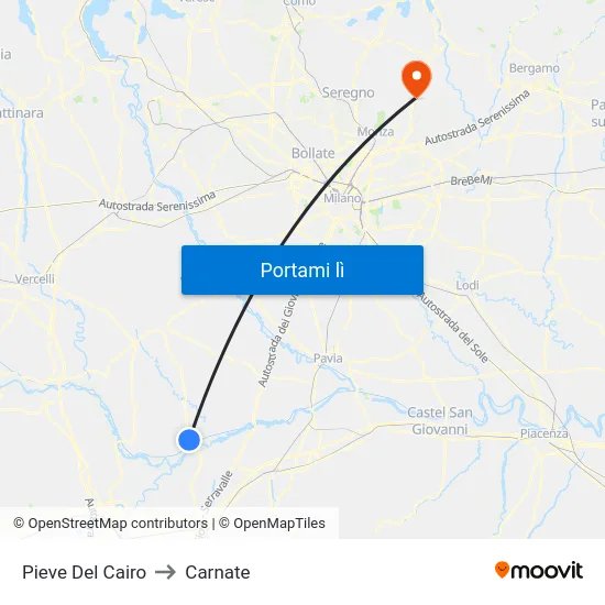 Pieve Del Cairo to Carnate map