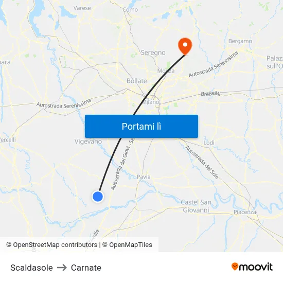 Scaldasole to Carnate map