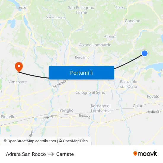 Adrara San Rocco to Carnate map