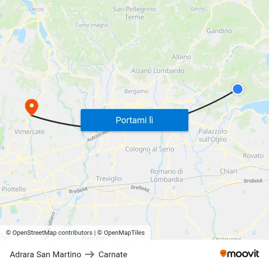 Adrara San Martino to Carnate map