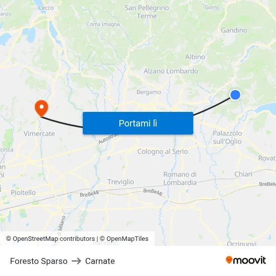 Foresto Sparso to Carnate map