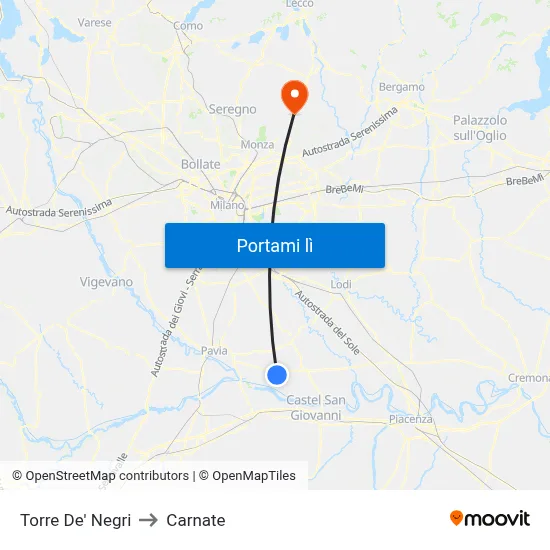 Torre De' Negri to Carnate map