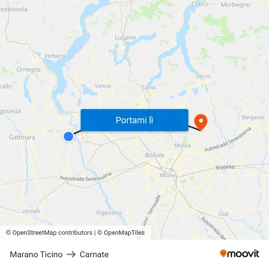 Marano Ticino to Carnate map
