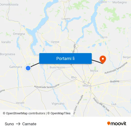 Suno to Carnate map