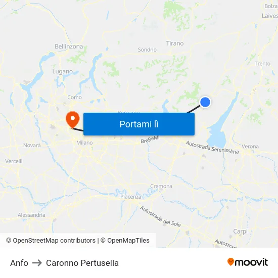 Anfo to Caronno Pertusella map