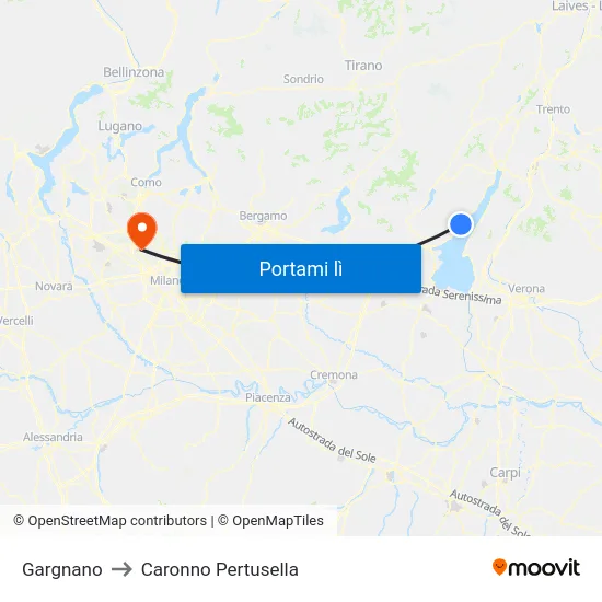 Gargnano to Caronno Pertusella map