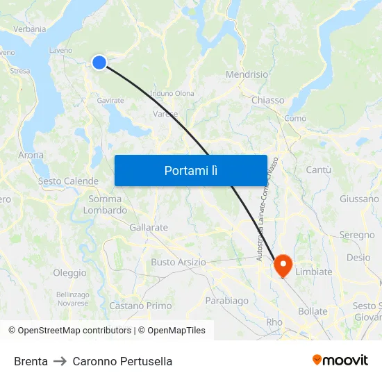 Brenta to Caronno Pertusella map