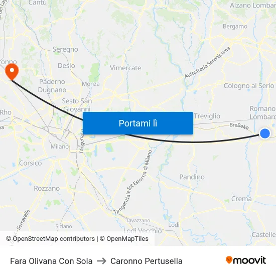Fara Olivana Con Sola to Caronno Pertusella map