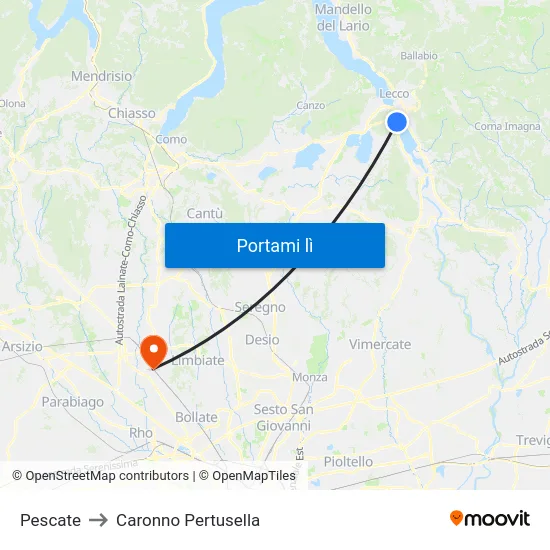 Pescate to Caronno Pertusella map