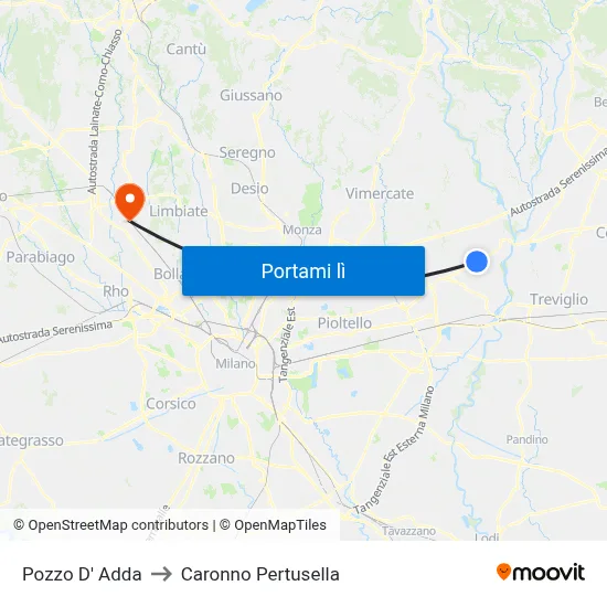 Pozzo D' Adda to Caronno Pertusella map