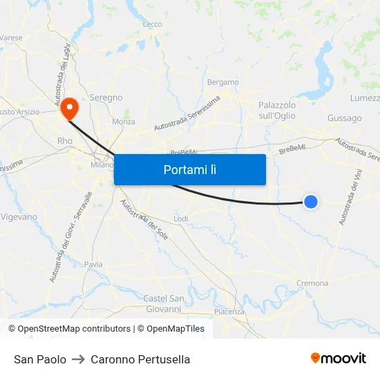 San Paolo to Caronno Pertusella map