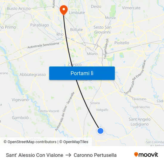 Sant' Alessio Con Vialone to Caronno Pertusella map
