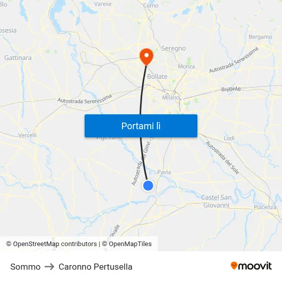 Sommo to Caronno Pertusella map
