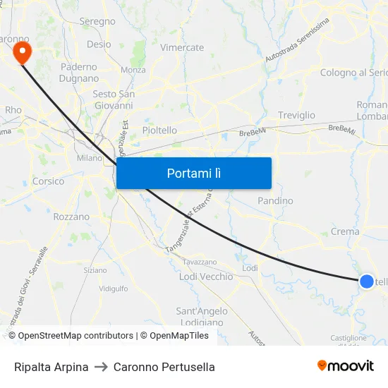 Ripalta Arpina to Caronno Pertusella map