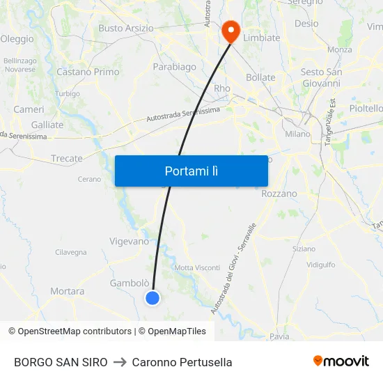 BORGO SAN SIRO to Caronno Pertusella map