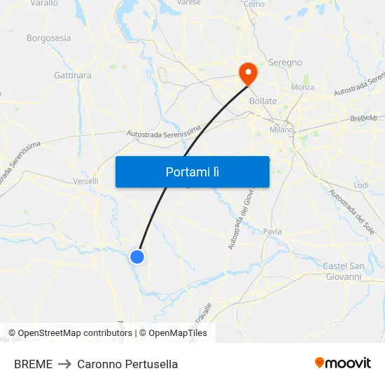 BREME to Caronno Pertusella map